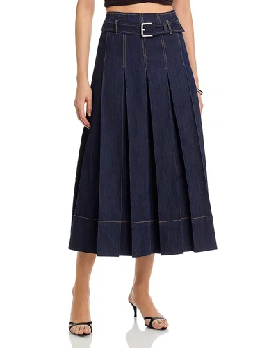Cinq À Sept Rylee Belted Pleated Midi Skirt In Blue