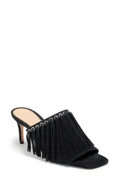 Cinq À Sept Sabrina Fringe Slide Sandal In Black