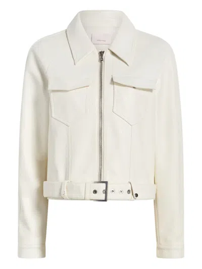 Cinq À Sept Saffira Belted Faux Leather Jacket In White