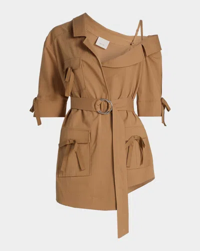 Cinq À Sept Saige Belted Cotton Twill Jacket In Sandalwood