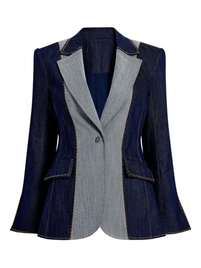 Cinq À Sept Sallie Contrast-panel Denim Jacket In Blue
