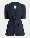 Cinq À Sept Sallie Fitted Short-sleeve Denim Jacket