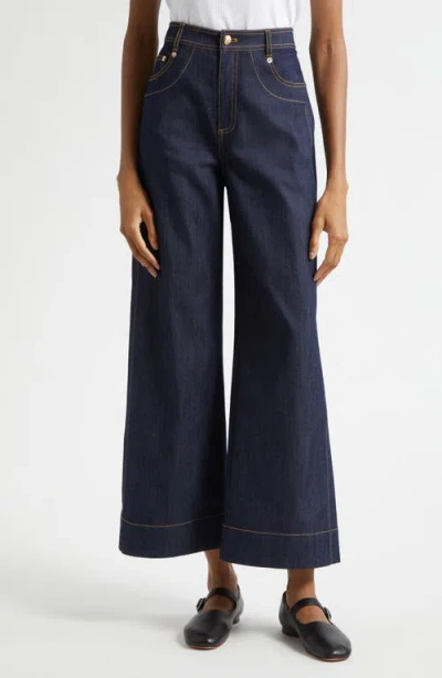 Cinq À Sept Sallie High Waist Ankle Wide Leg Jeans In Blue