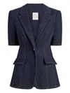 Cinq À Sept Cheyenne Love Letter Embellished Denim Blazer In Blue