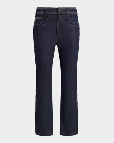 CINQ À SEPT SALLIE PIPED CROPPED BOOTCUT DENIM PANTS