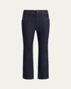 Cinq À Sept Sallie Piped Cropped Bootcut Denim Pants In Indigo