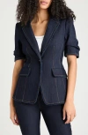 Cinq À Sept Cheyenne Love Letter Embellished Denim Blazer In Indigo