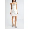 Cinq À Sept Samia Tumbling Crystal Flowers Strapless Dress In White