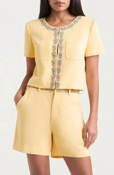 Cinq À Sept Samina Crystal Detail Short Cotton Sleeve In Butter