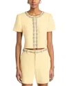 Cinq À Sept Samina Embellished Short-sleeve Jacket In Butter