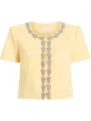 Cinq À Sept Samina Embellished Short-sleeve Jacket In Yellow