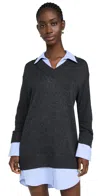 CINQ À SEPT SANTINA DRESS CHARCOAL/RAIN CLOUD