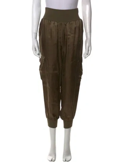 Pre-owned Cinq À Sept Satin Skinny Leg Pants In Green
