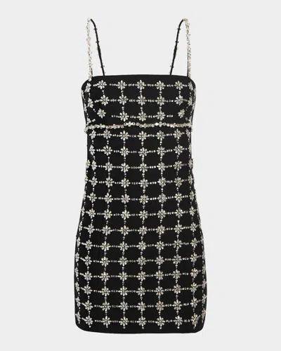 Cinq À Sept Satine Embellished Mini Dress In Black/silver