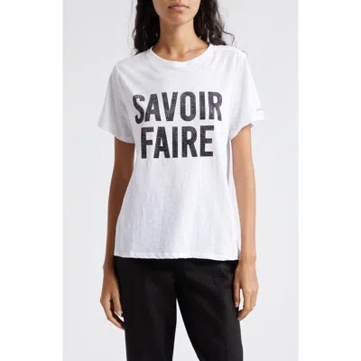 Cinq À Sept Savoir Farie Rhinestone T-shirt In White/black