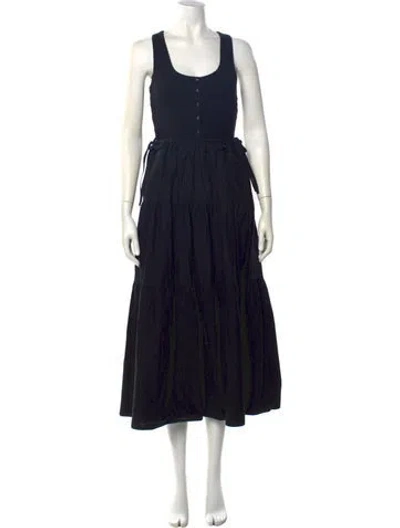 Pre-owned Cinq À Sept Scoop Neck Long Dress In Black