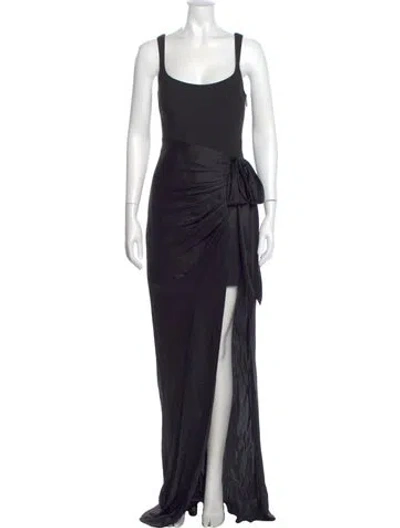 Pre-owned Cinq À Sept Scoop Neck Long Dress In Black