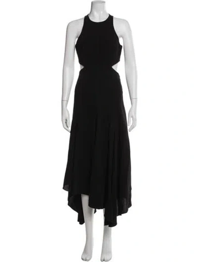 Pre-owned Cinq À Sept Scoop Neck Long Dress In Black