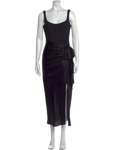 Pre-owned Cinq À Sept Scoop Neck Long Dress In Black