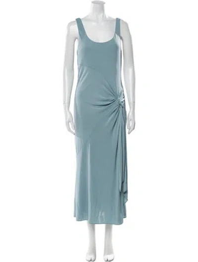 Pre-owned Cinq À Sept Scoop Neck Long Dress In Blue