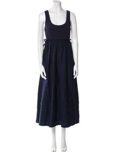 Pre-owned Cinq À Sept Scoop Neck Long Dress In Blue
