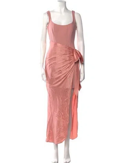 Pre-owned Cinq À Sept Scoop Neck Long Dress In Pink