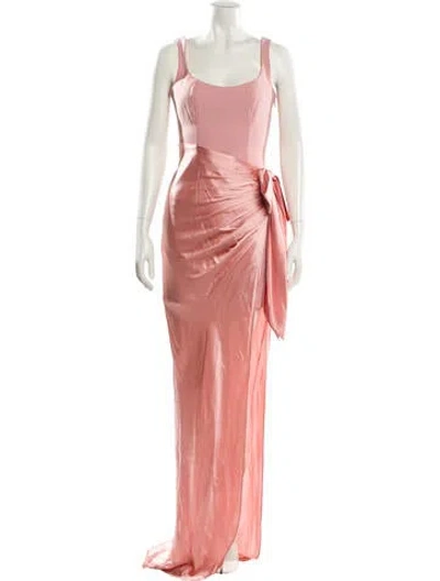Pre-owned Cinq À Sept Scoop Neck Long Dress In Pink
