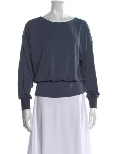 Pre-owned Cinq À Sept Scoop Neck Long Sleeve Top In Blue