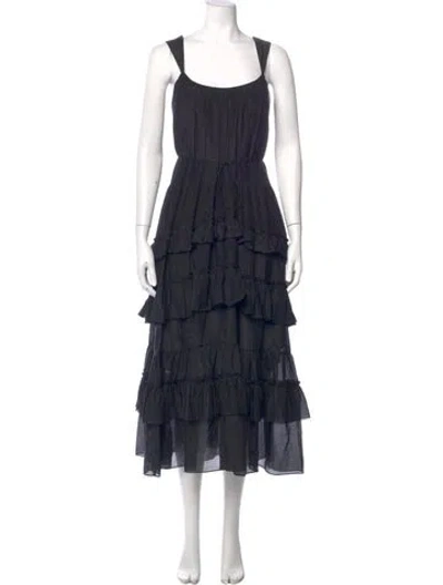 Pre-owned Cinq À Sept Scoop Neck Midi Length Dress In Blue