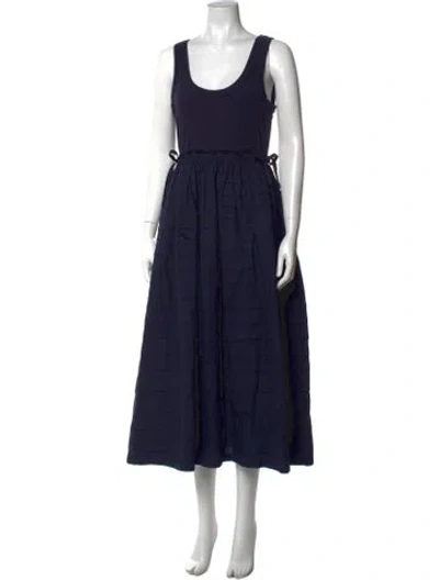 Pre-owned Cinq À Sept Scoop Neck Midi Length Dress In Blue