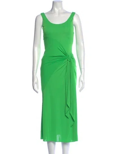 Pre-owned Cinq À Sept Scoop Neck Midi Length Dress In Green