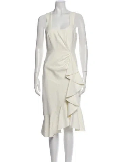 Pre-owned Cinq À Sept Scoop Neck Midi Length Dress In Neutral