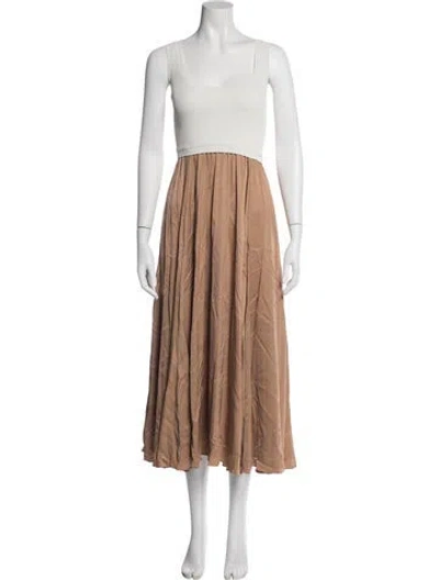 Pre-owned Cinq À Sept Scoop Neck Midi Length Dress In Neutral