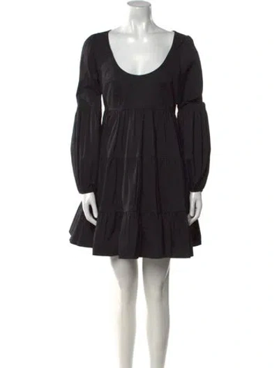 Pre-owned Cinq À Sept Scoop Neck Mini Dress In Black