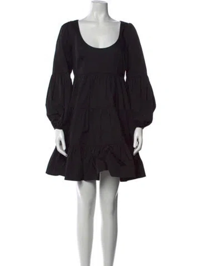 Pre-owned Cinq À Sept Scoop Neck Mini Dress In Black
