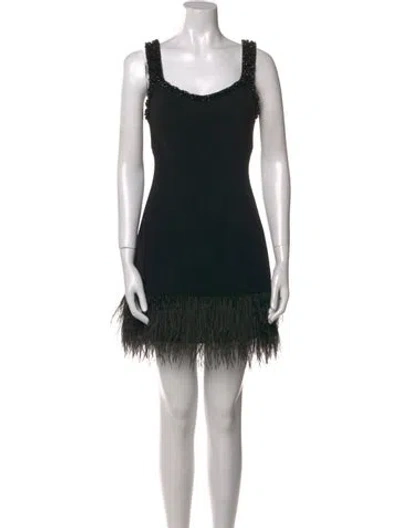 Pre-owned Cinq À Sept Scoop Neck Mini Dress In Black