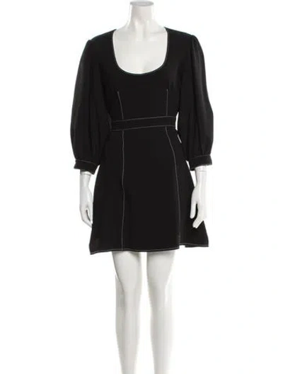 Pre-owned Cinq À Sept Scoop Neck Mini Dress In Black
