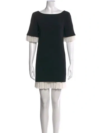 Pre-owned Cinq À Sept Scoop Neck Mini Dress In Black