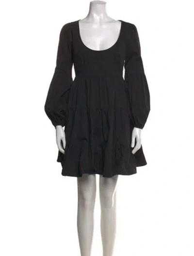 Pre-owned Cinq À Sept Scoop Neck Mini Dress In Black