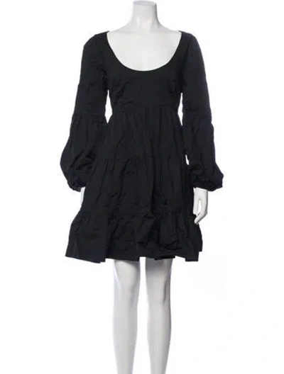 Pre-owned Cinq À Sept Scoop Neck Mini Dress In Black
