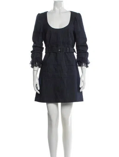 Pre-owned Cinq À Sept Scoop Neck Mini Dress In Blue