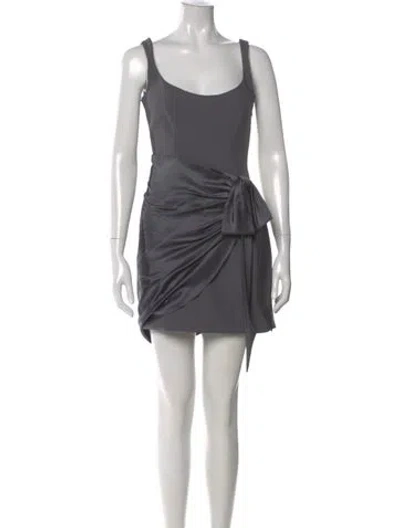 Pre-owned Cinq À Sept Scoop Neck Mini Dress In Gray