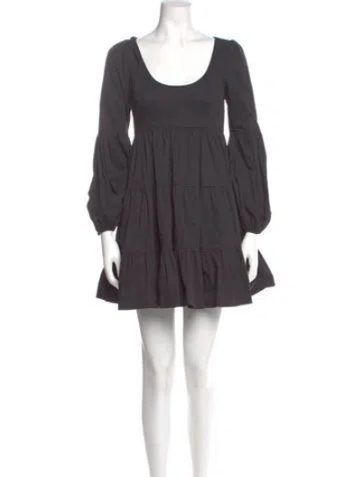 Pre-owned Cinq À Sept Scoop Neck Mini Dress In Gray
