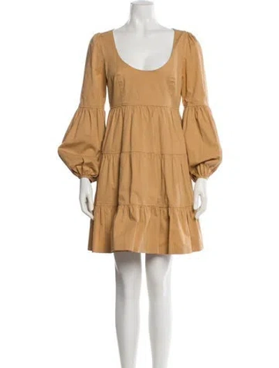 Pre-owned Cinq À Sept Scoop Neck Mini Dress In Neutral