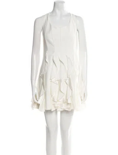 Pre-owned Cinq À Sept Scoop Neck Mini Dress In Neutral