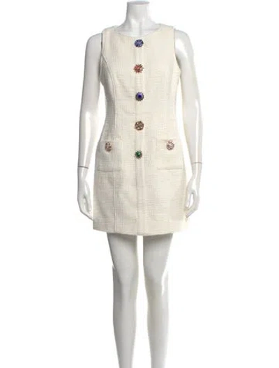Pre-owned Cinq À Sept Scoop Neck Mini Dress In Neutral