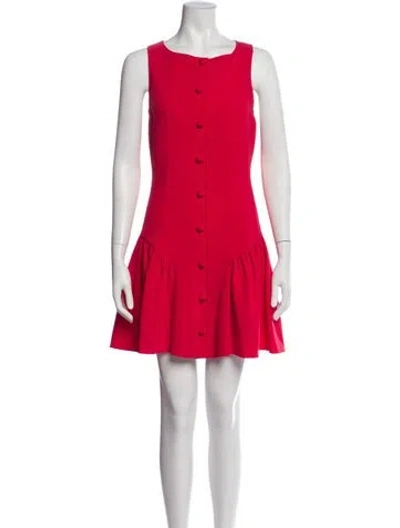 Pre-owned Cinq À Sept Scoop Neck Mini Dress In Red