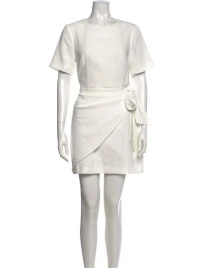 Pre-owned Cinq À Sept Scoop Neck Mini Dress In White