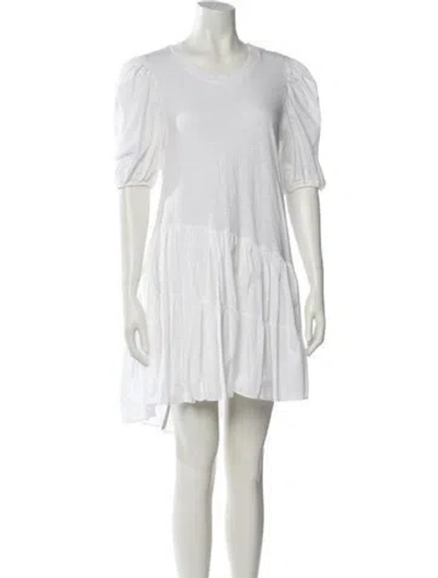 Pre-owned Cinq À Sept Scoop Neck Mini Dress In White