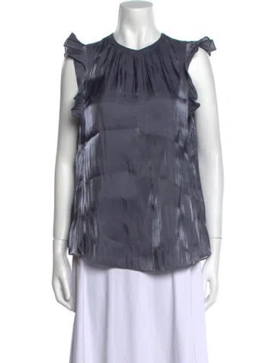 Pre-owned Cinq À Sept Scoop Neck Sleeveless Blouse W/ Tags In Blue